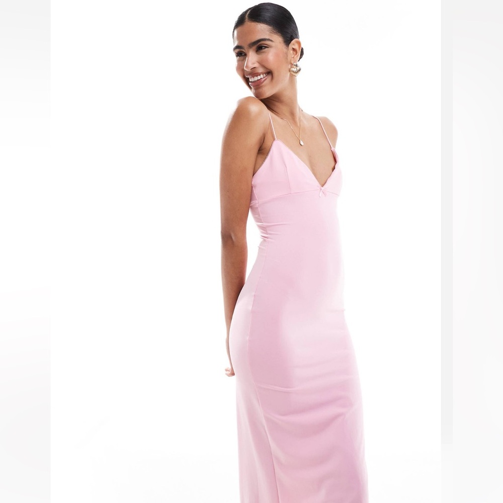 Bershka Pink Bow Maxi Dress